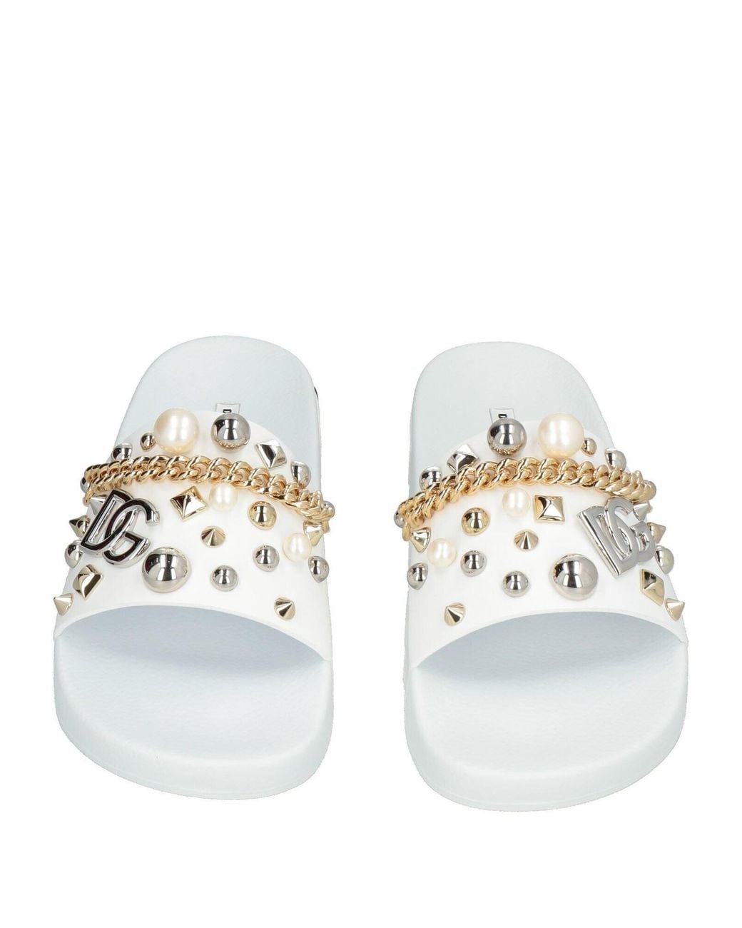 Dolce & Gabbana White Pool Slidesplain
