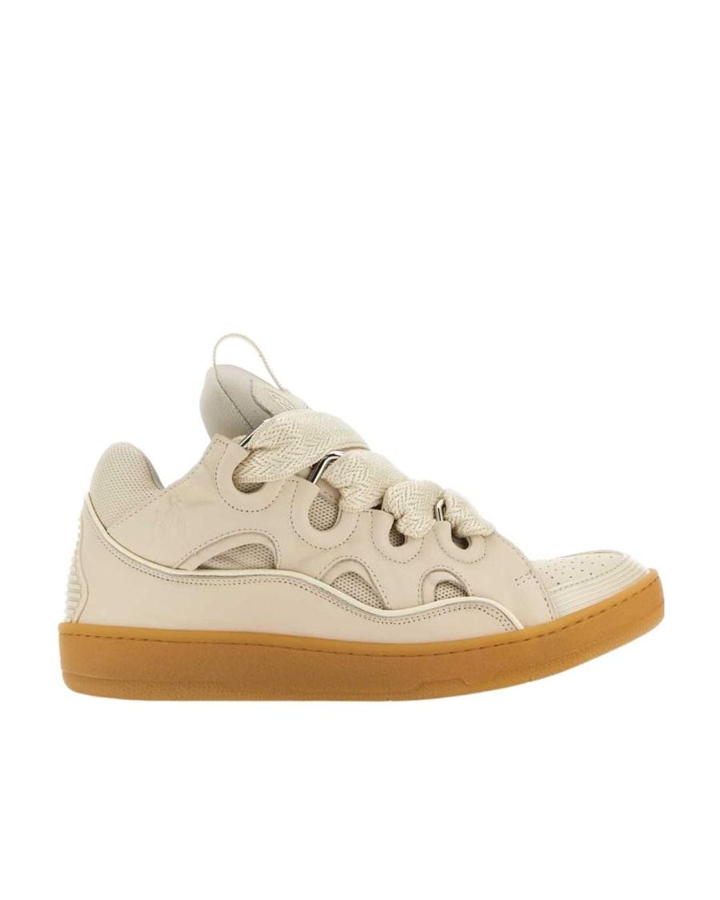 Lanvin Natural Curb Lace-Up Sneakers for men