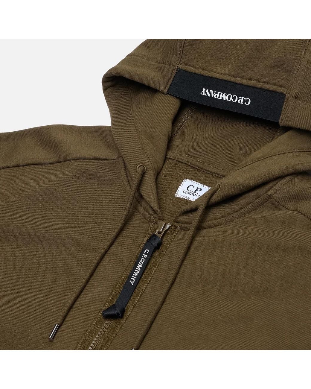 C P Company Green Zippered Hoodie for men