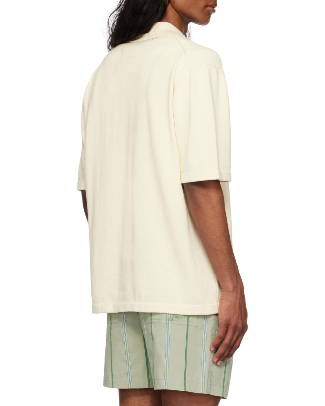 Maison Kitsuné White Maison Kitsuné Bold Fox Head Knit Polo Shirt for men
