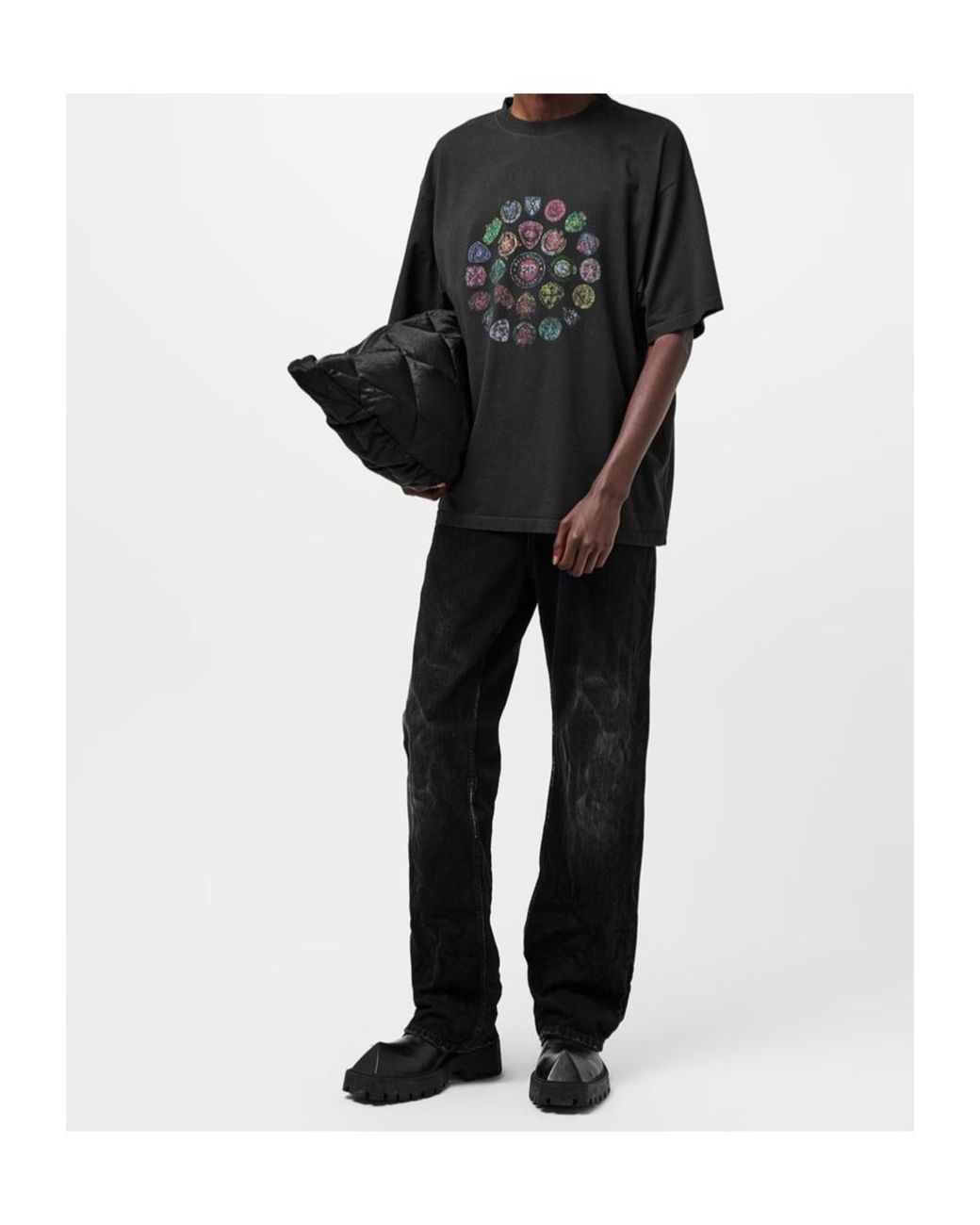 Balenciaga Black Logo Crew Neck T-Shirt for men