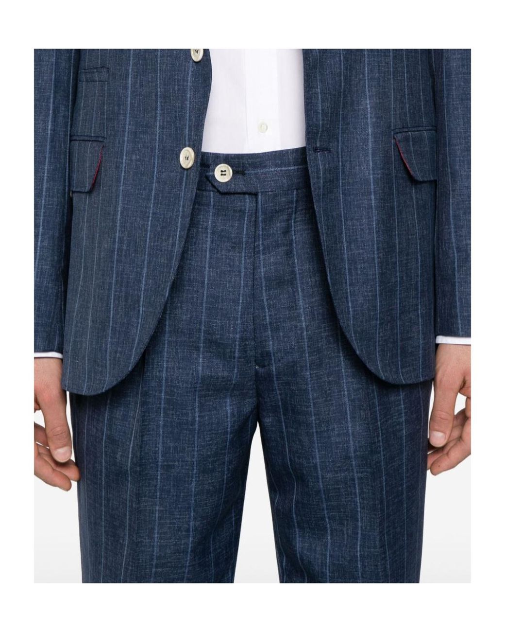 Brunello Cucinelli Blue Striped Suit for men