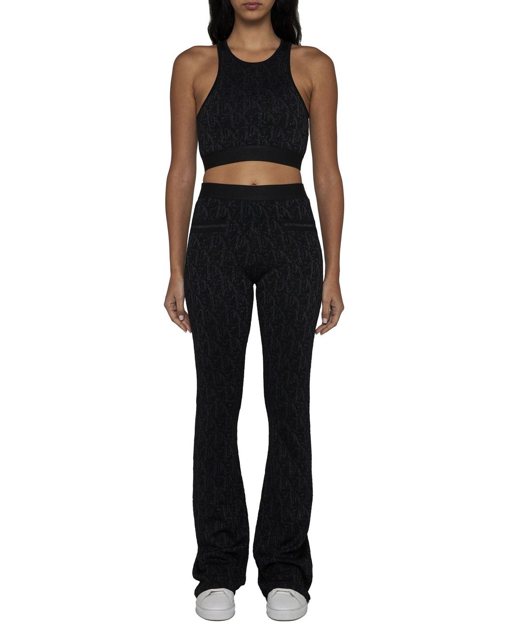 Palm Angels Black Monogram Jacquard Knitted Pants