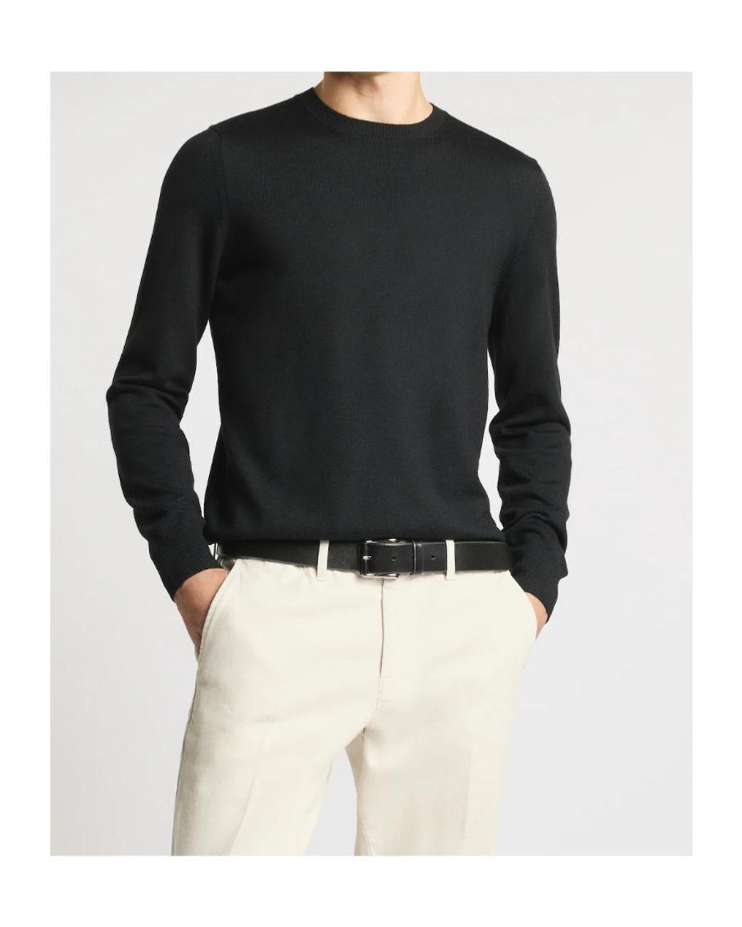 Fay Black Crew Neck Knitted Sweater for men