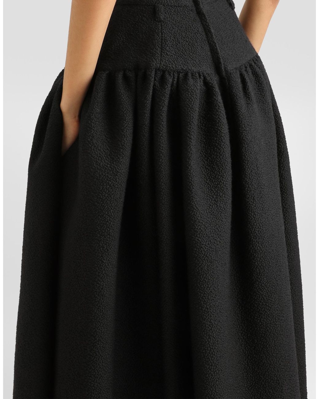 Dolce & Gabbana Black Wool Midi Skirt