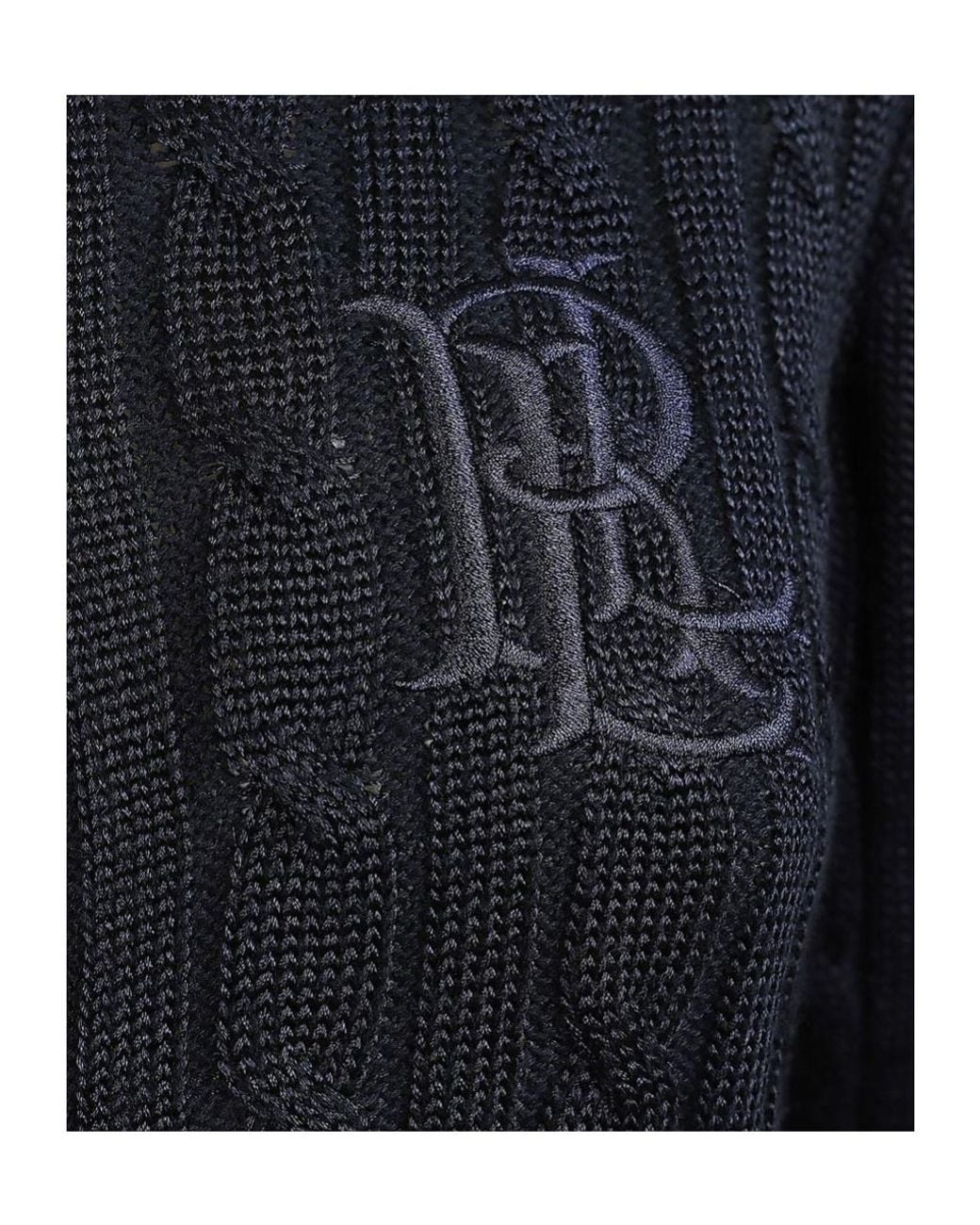 Ralph Lauren Black Lauren Cable-Knit Logo Cardigan
