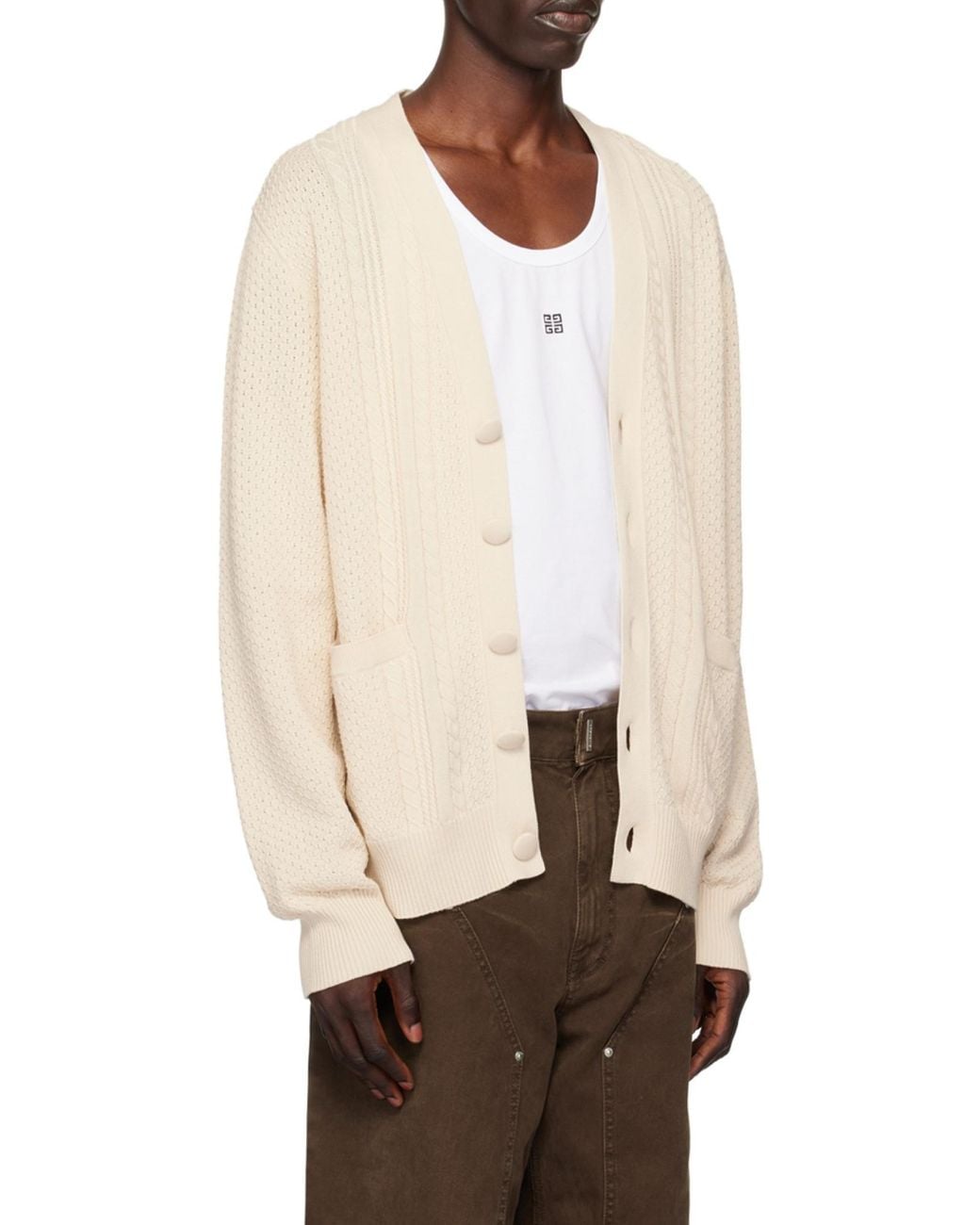 Givenchy White Button-Up Knit Cardigan for men