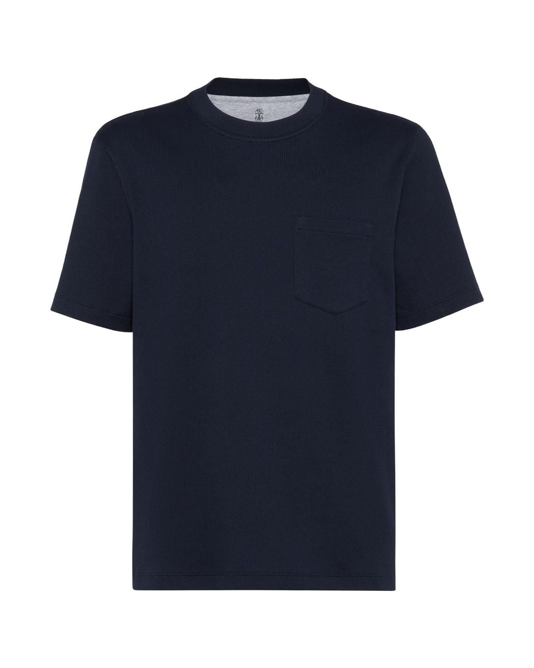 Brunello Cucinelli Blue Short-Sleeved Straight Hem T-Shirt for men