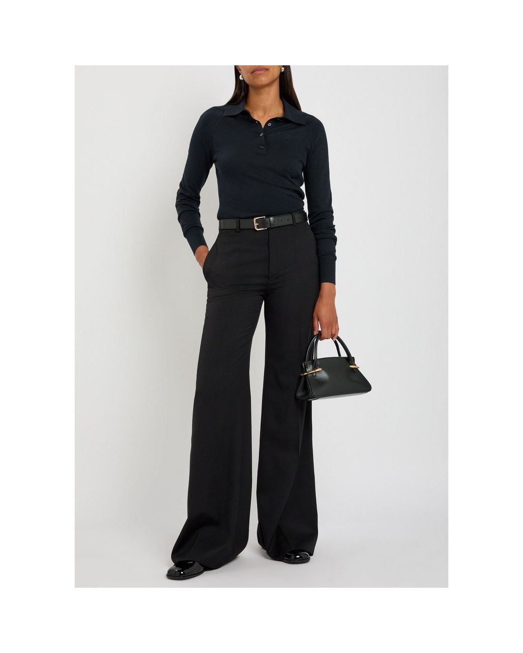 Givenchy Blue Silk-Blend Polo Top