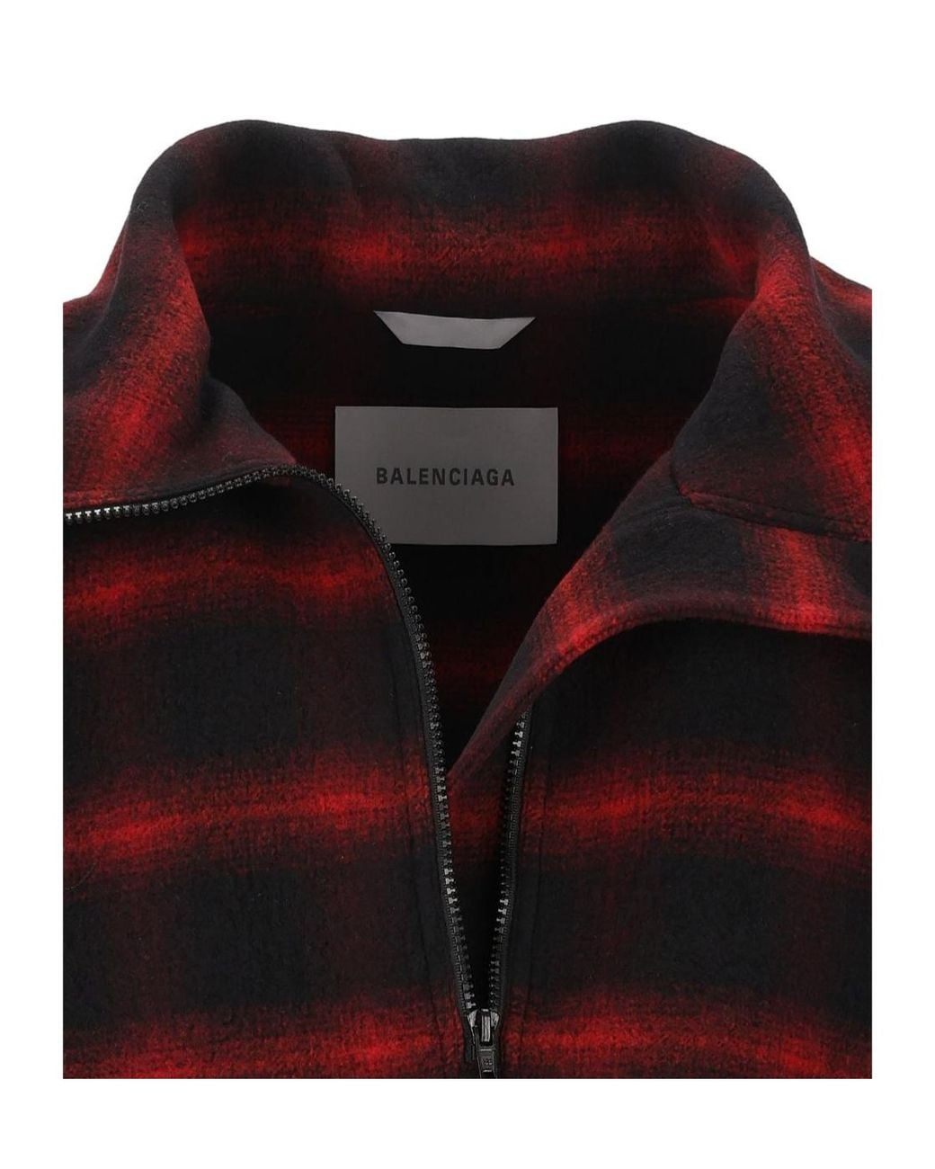 Balenciaga Red Half Zip Checked Oversized Jacket for men