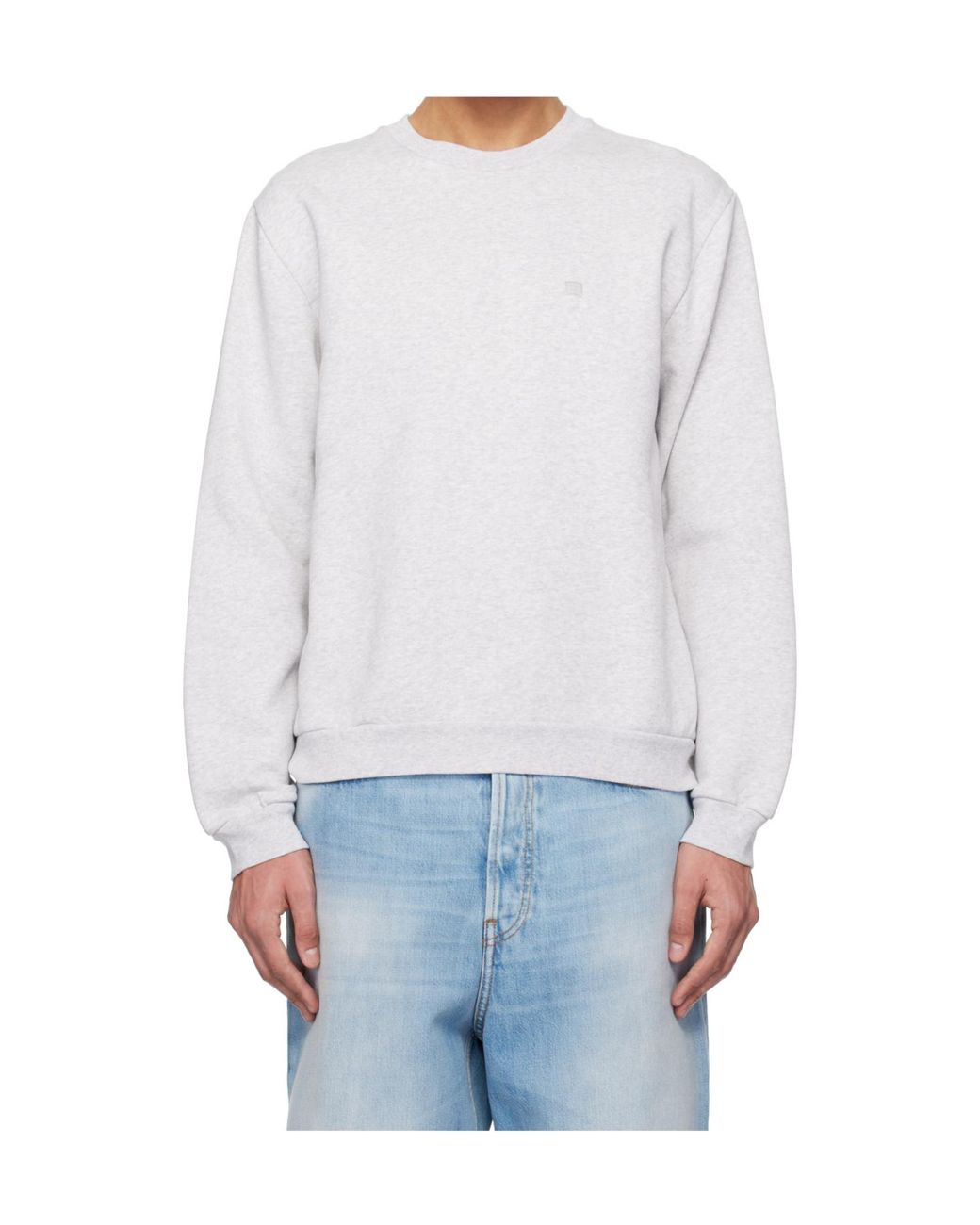 Acne White Fleece Crew-Neck Sweatshirt for men