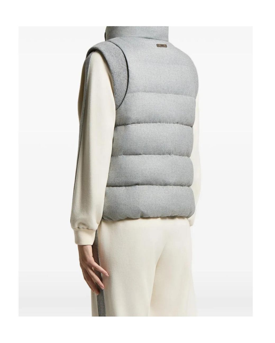 Peserico Gray High-Neck Quilted Gilet