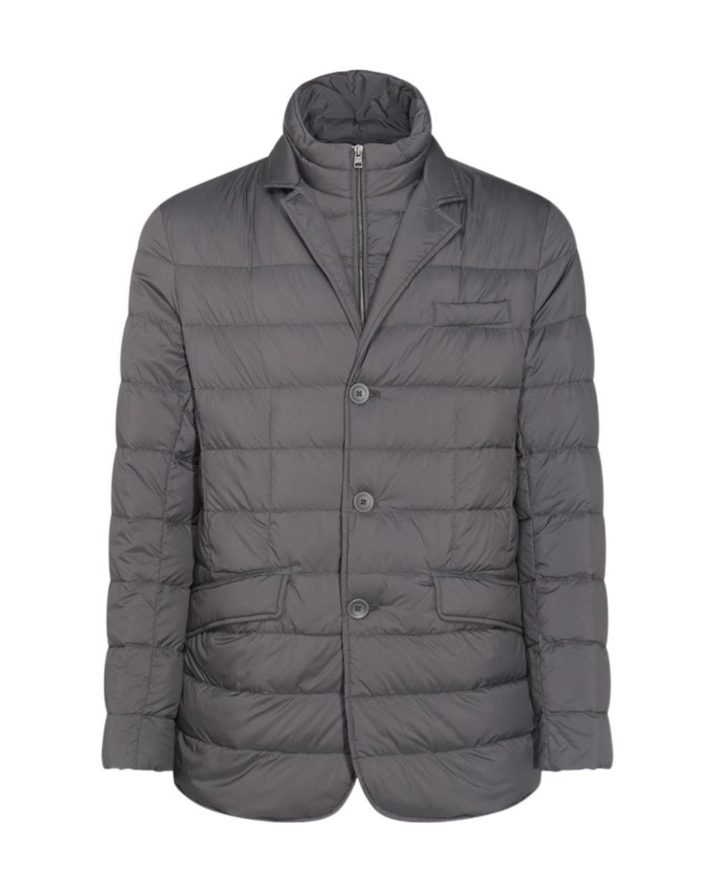 Herno Gray La Giacca High Neck Quilted Coat for men