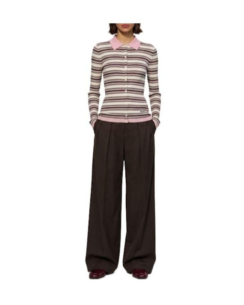 Moncler Multicolor Striped Cotton Long Sleeve Polo Shirt