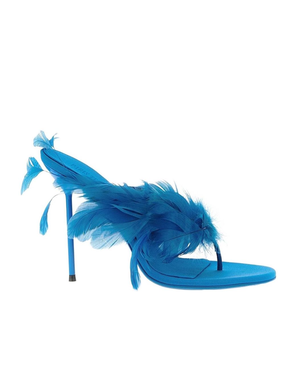 Paris Texas Blue Lidia Feather Thong Mules