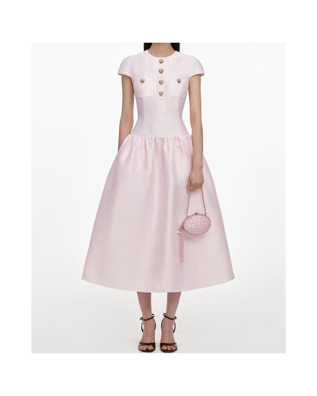 Self-Portrait Pink Short-Sleeved Dress