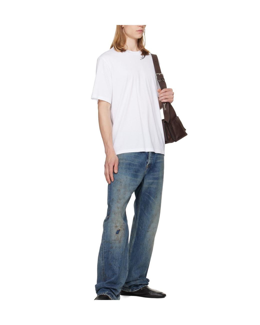 Amiri White Logo Crewneck T-Shirt for men