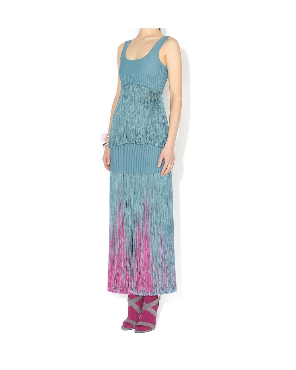 Alaïa Blue Fringed Tube Skirt