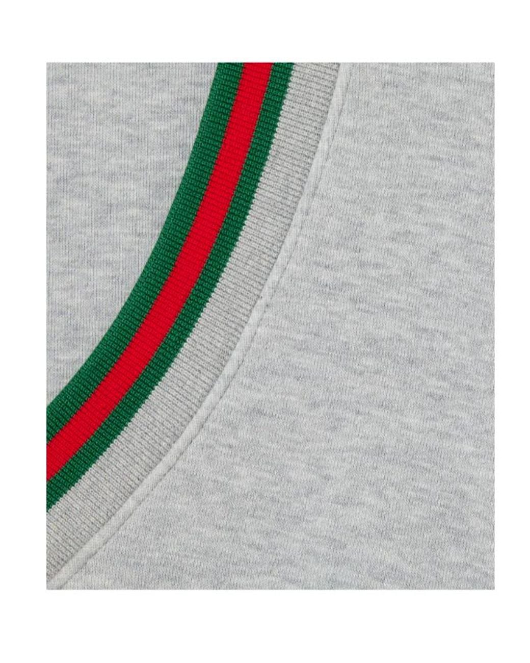 Gucci Gray Web Jersey V-Neck Sweatshirt