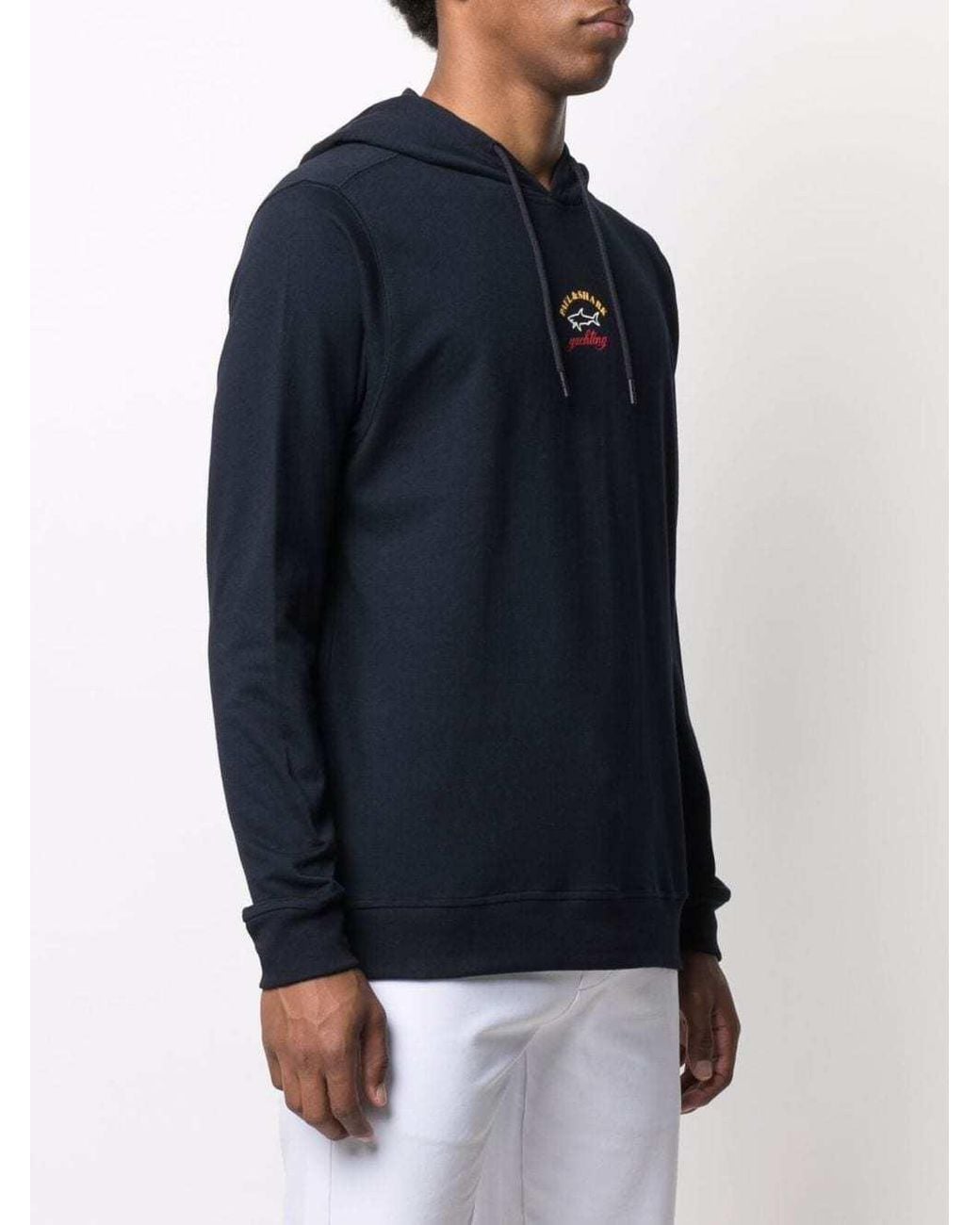 Paul & Shark Blue Logo Print Hoodie for men