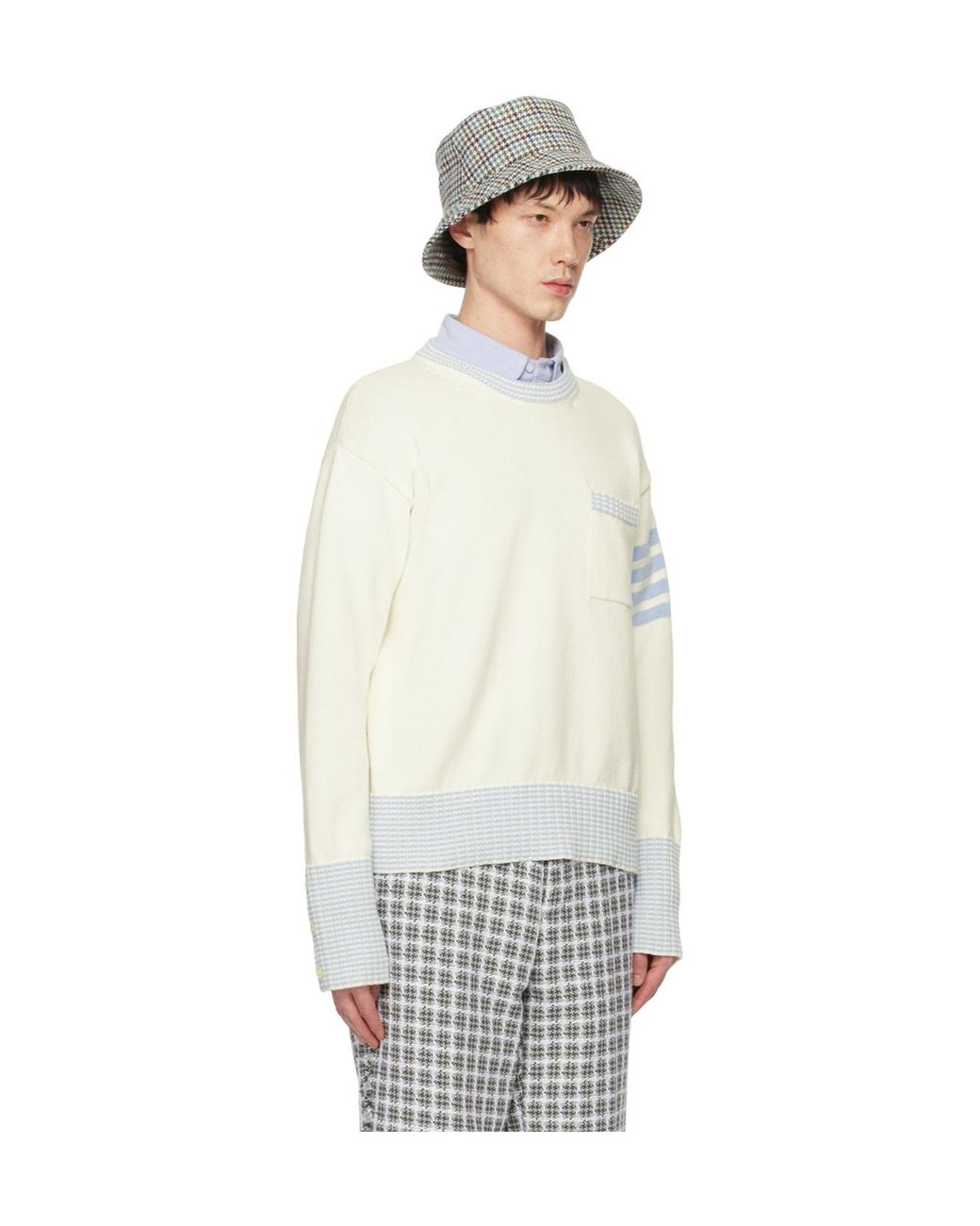 Thom Browne White Hector Round Neck Sweater for men