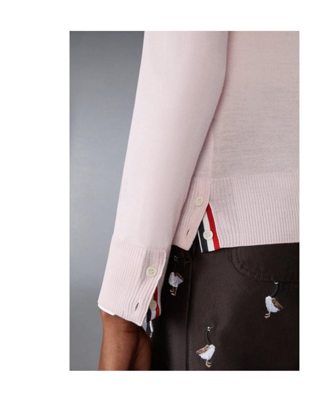Thom Browne Pink 4-Bar Striped V-Neck Cardigan