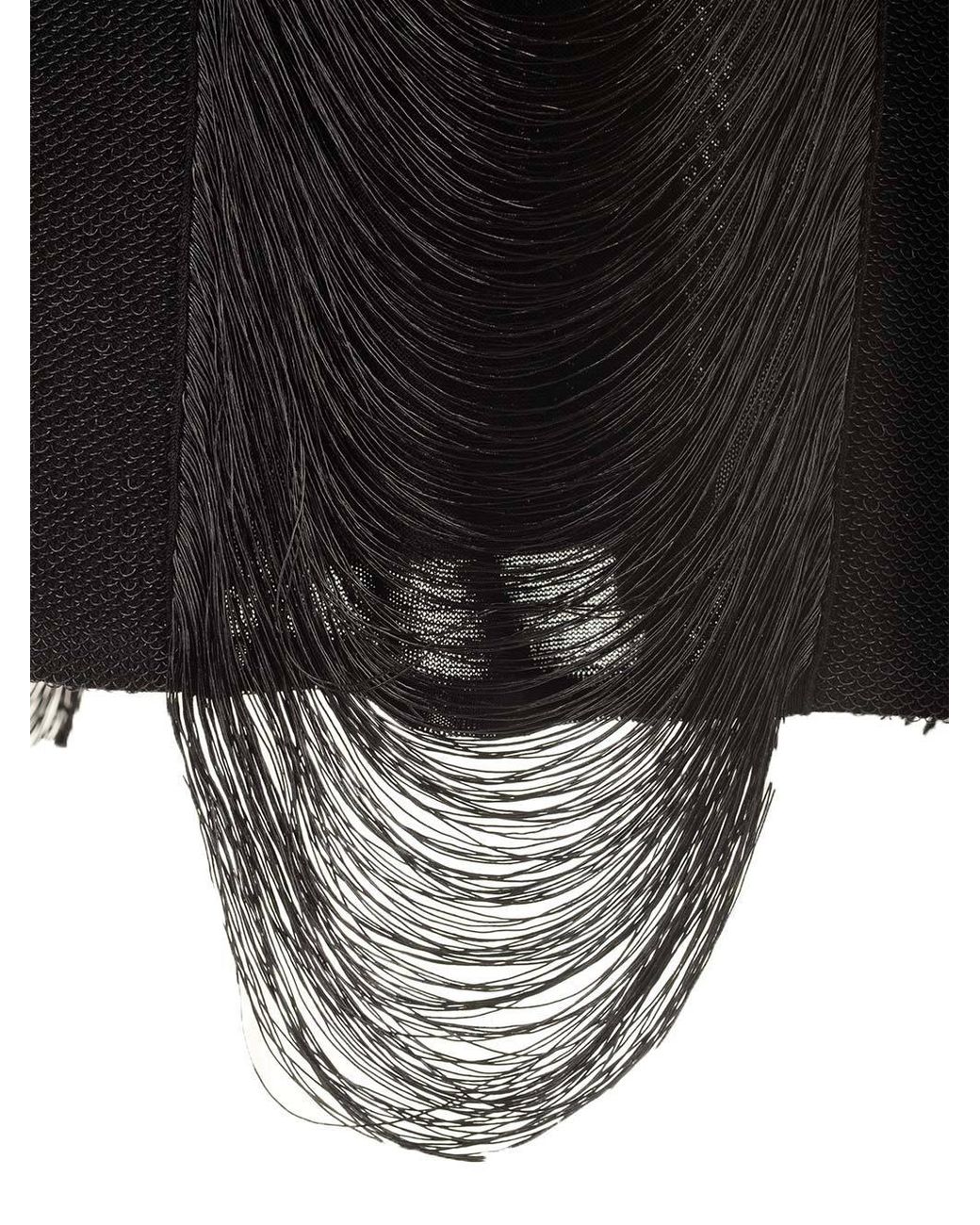 McQueen Black Armor Stitch Fringed Skirt