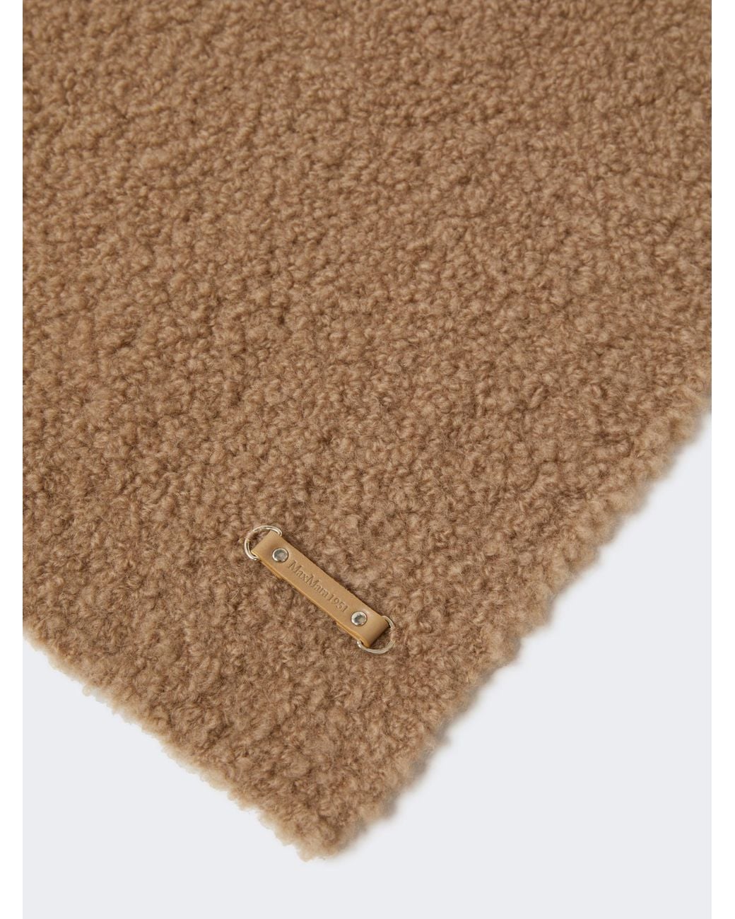 Max Mara Brown Calabra Logo Patch Fluffy Scarf