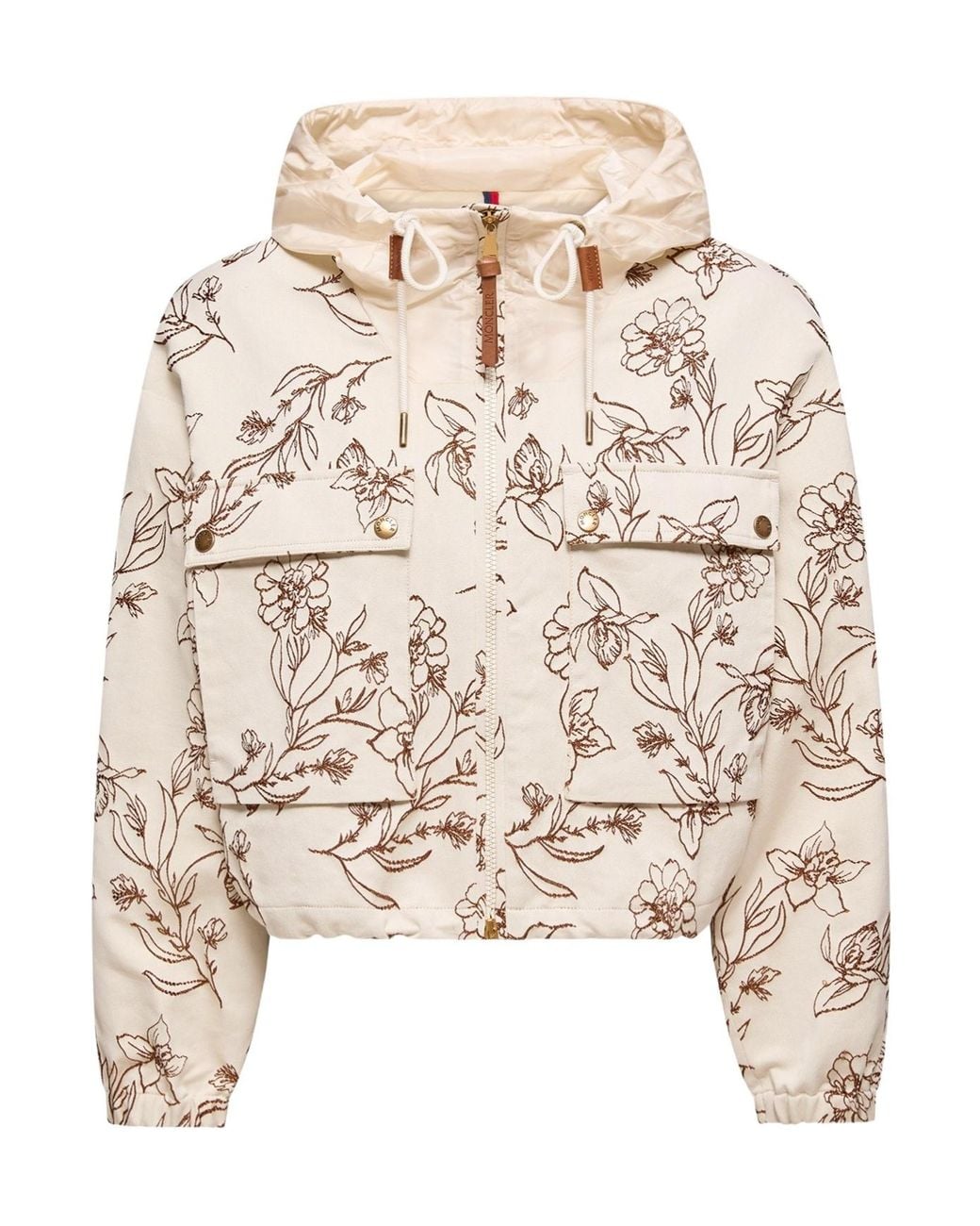 Moncler Natural Nepeta Floral Print Zip-Up Jacket