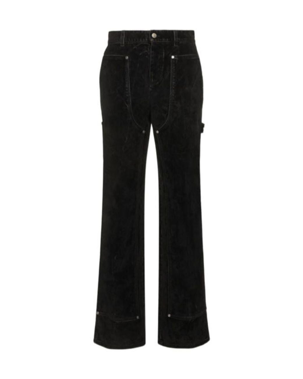 Stella McCartney Black Velvet Denim Workwear Straight Pants