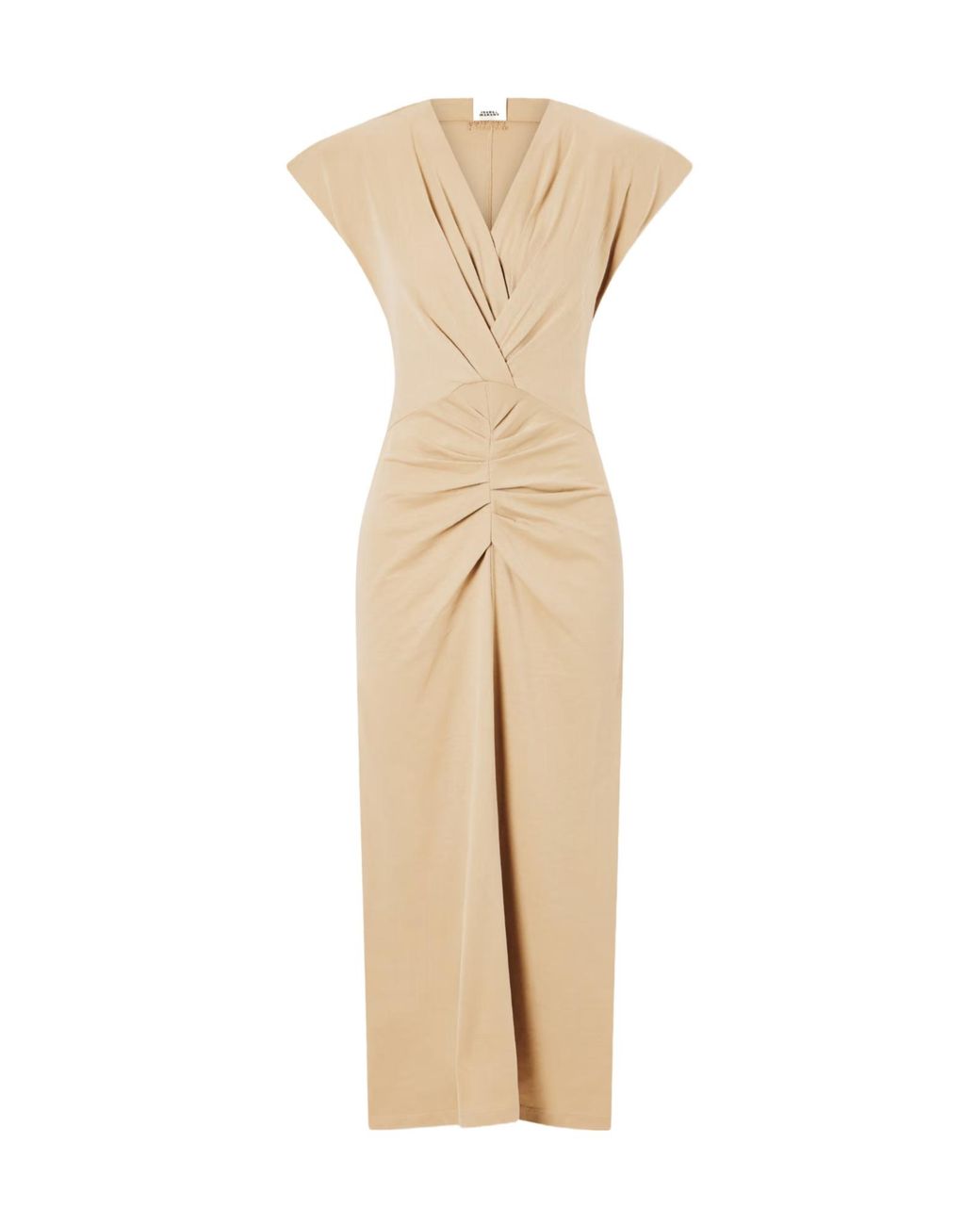 Isabel Marant Natural V-Neck Cap-Sleeve Midi Dress
