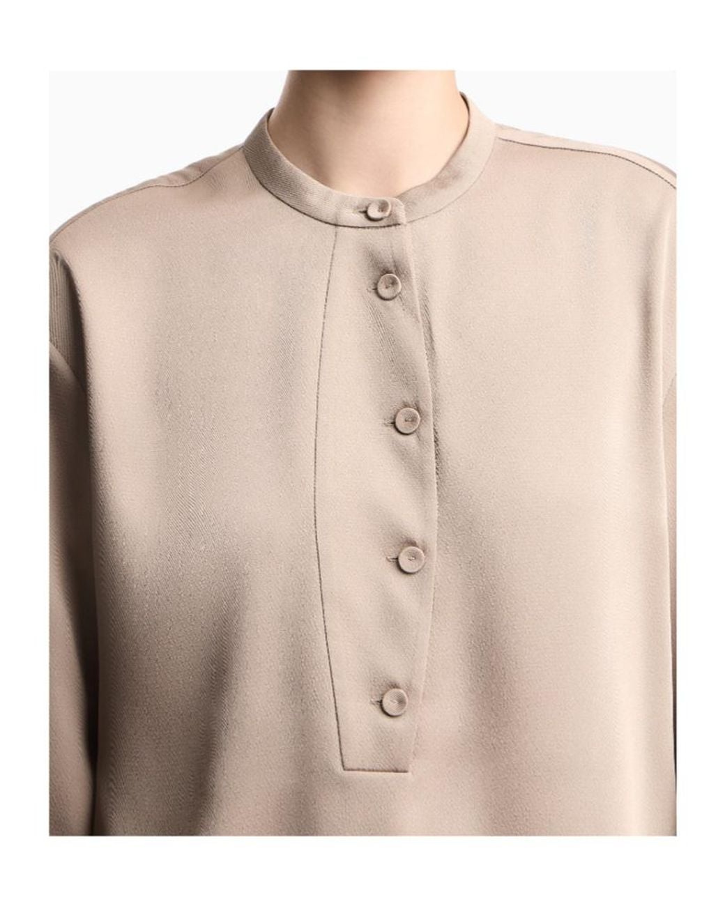 Emporio Armani Natural Long-Sleeved Crewneck Blouse