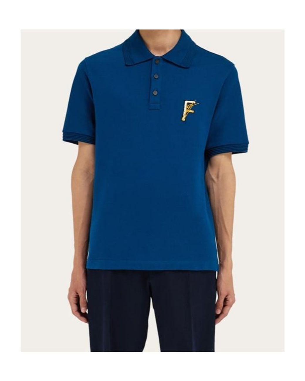 Ferragamo Blue Short-Sleeved Polo Shirt for men