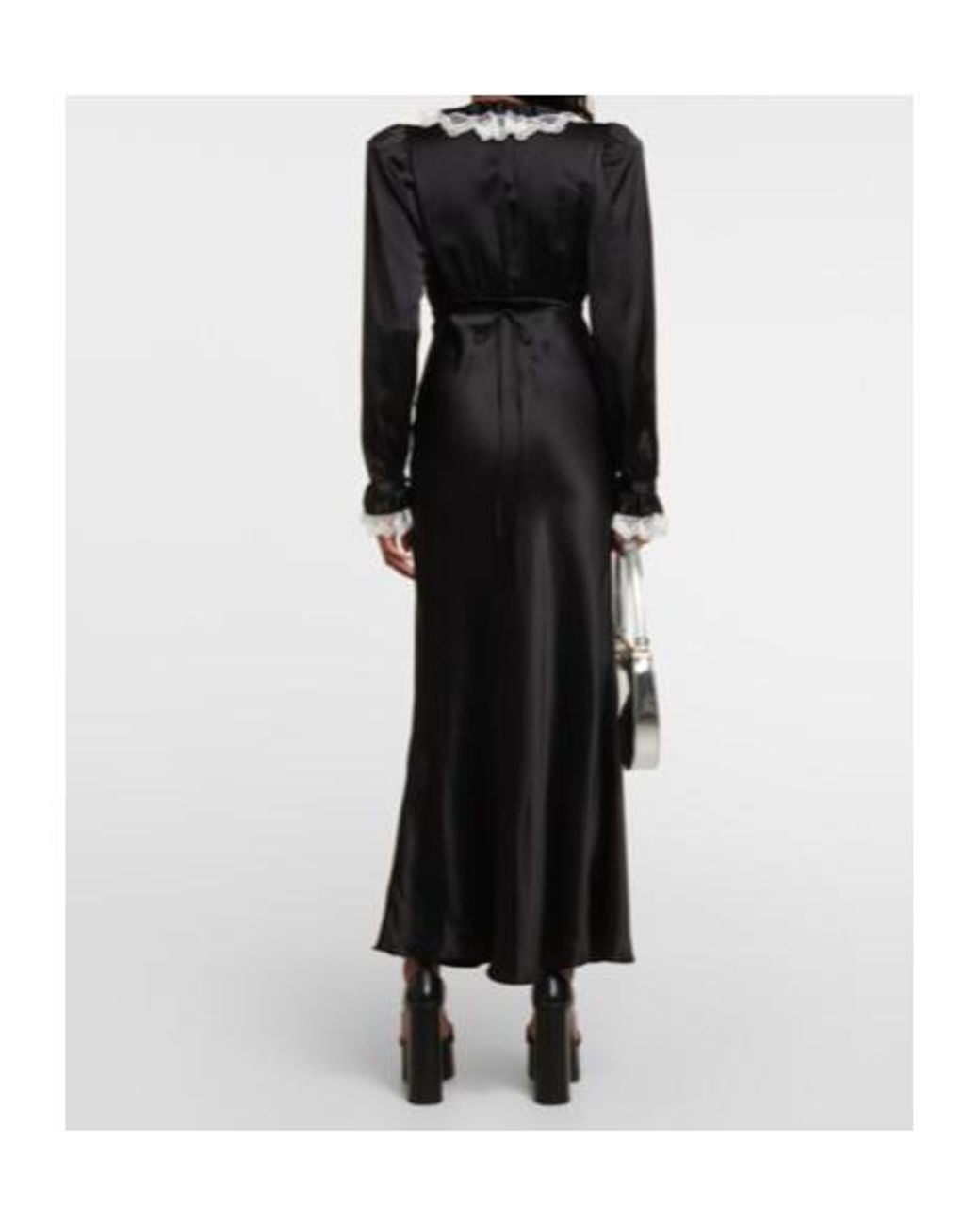 Rodarte Black Silk Satin Midi Dress