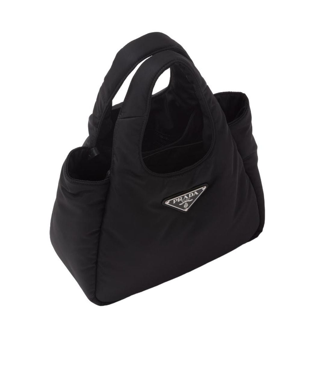 Prada Black Logo-Plaque Top Handle Bag