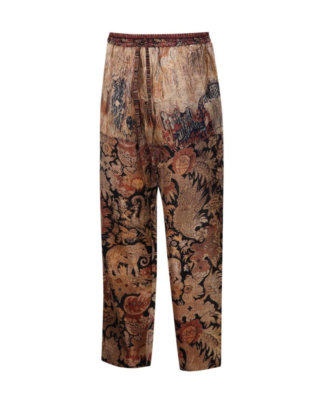 Pierre Louis Mascia Brown Aloes Printed Wide-Leg Pants