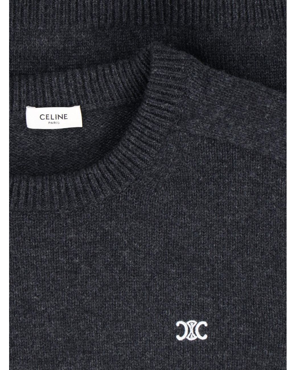 Céline Blue Triomphe Crew Neck Sweater for men