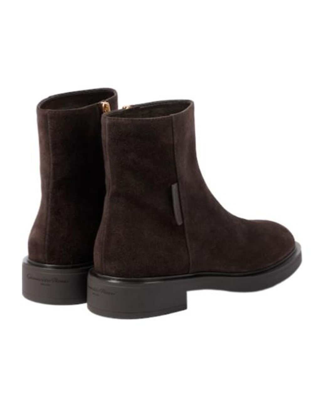 Gianvito Rossi Brown Round Toe Suede Ankle Boots