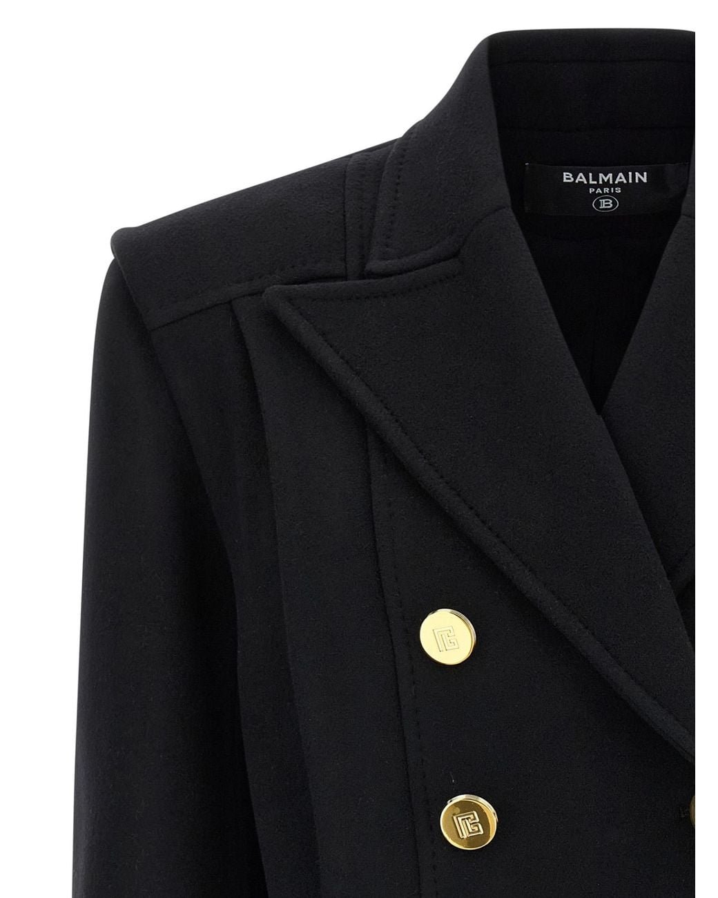 Balmain Black Double Breasted Long-Sleeved Coat