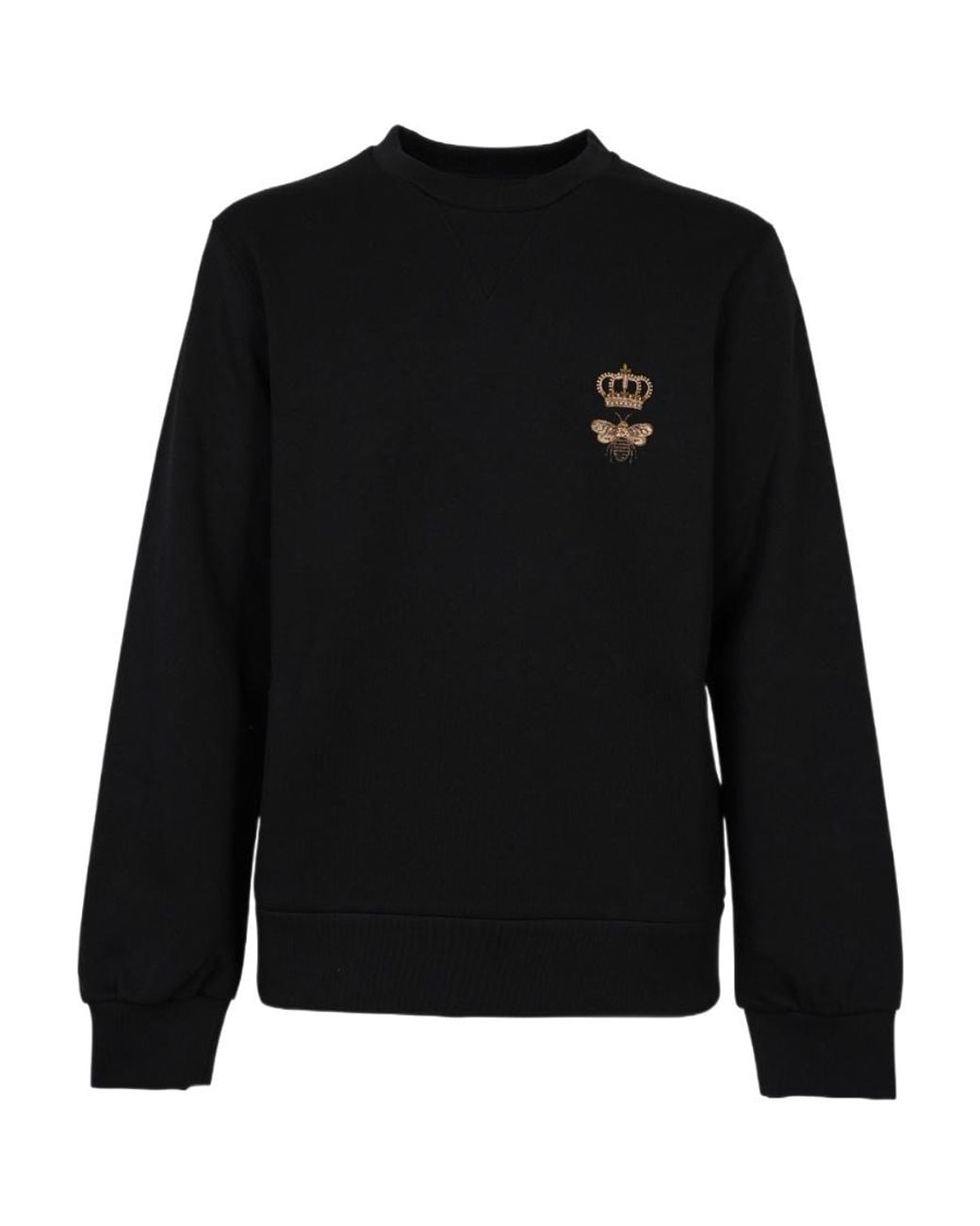 Dolce & Gabbana Black Bee-Embroidered Crewneck Sweatshirt for men