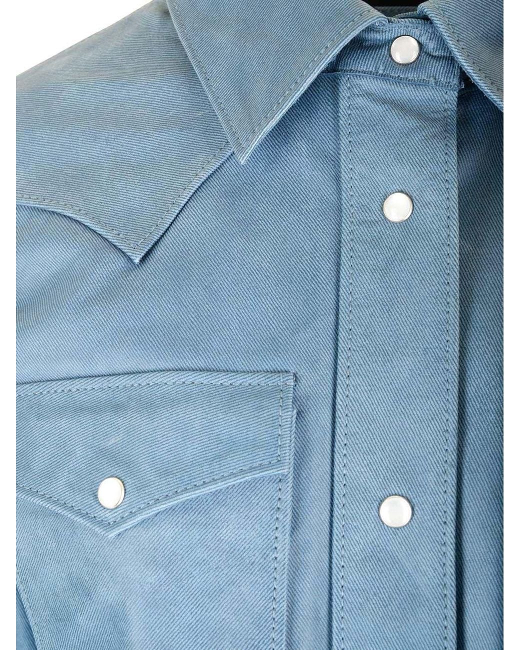Stand Studio Blue Western Style Leather Shirt