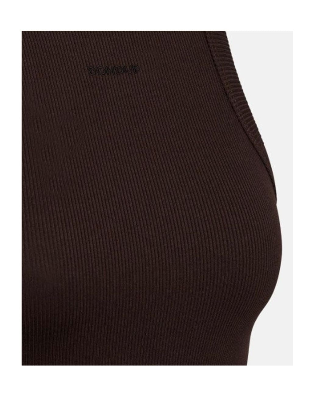 Dondup Brown Fine-Ribbed Stretch Tank Top