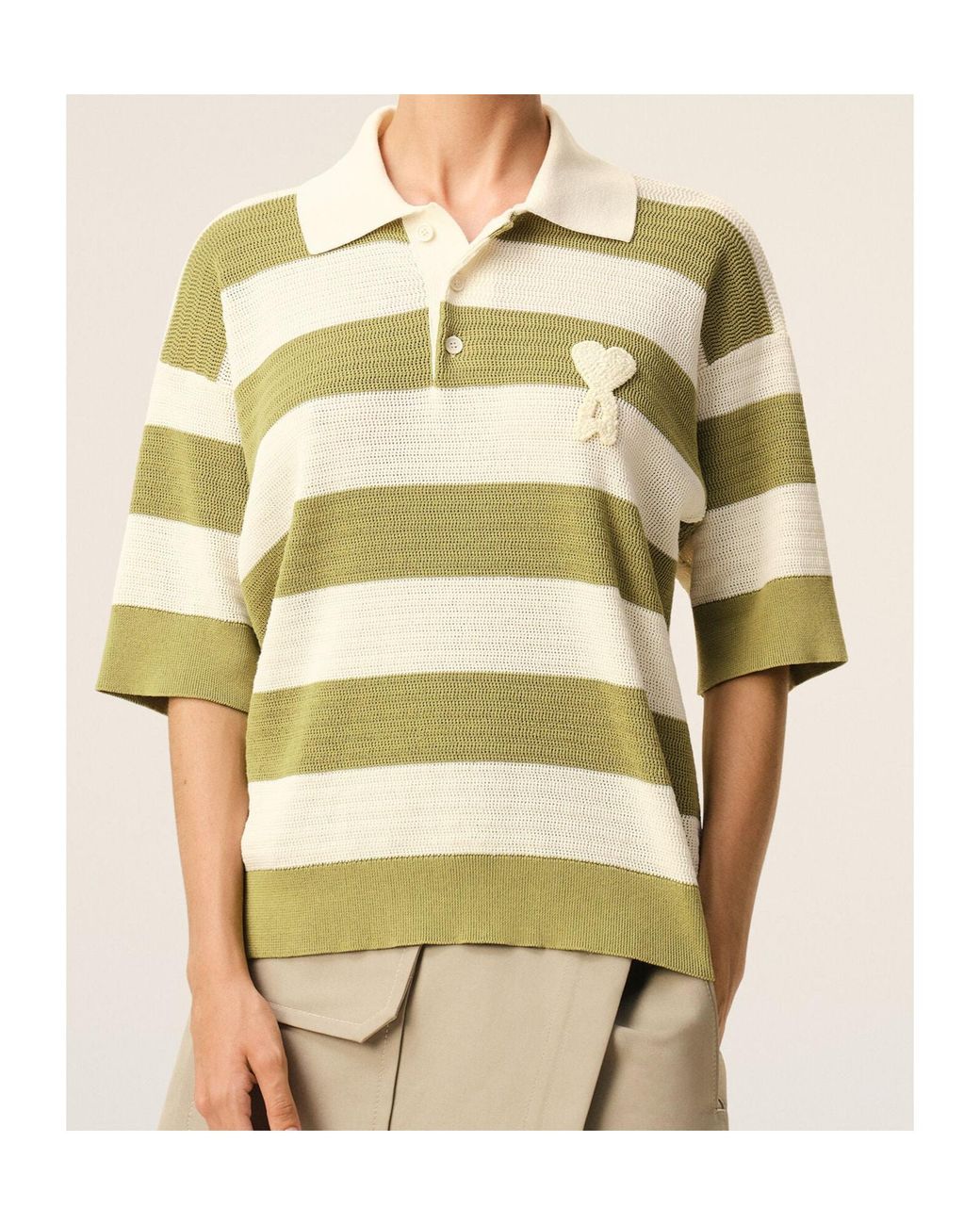AMI Metallic Ami Ami De Coeur Short Sleeved Polo Shirt