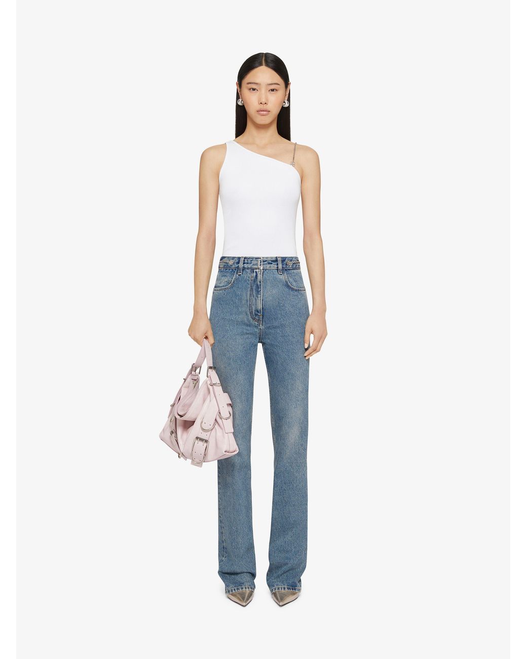 Givenchy Blue Chain-Detailed Bootcut Jeans
