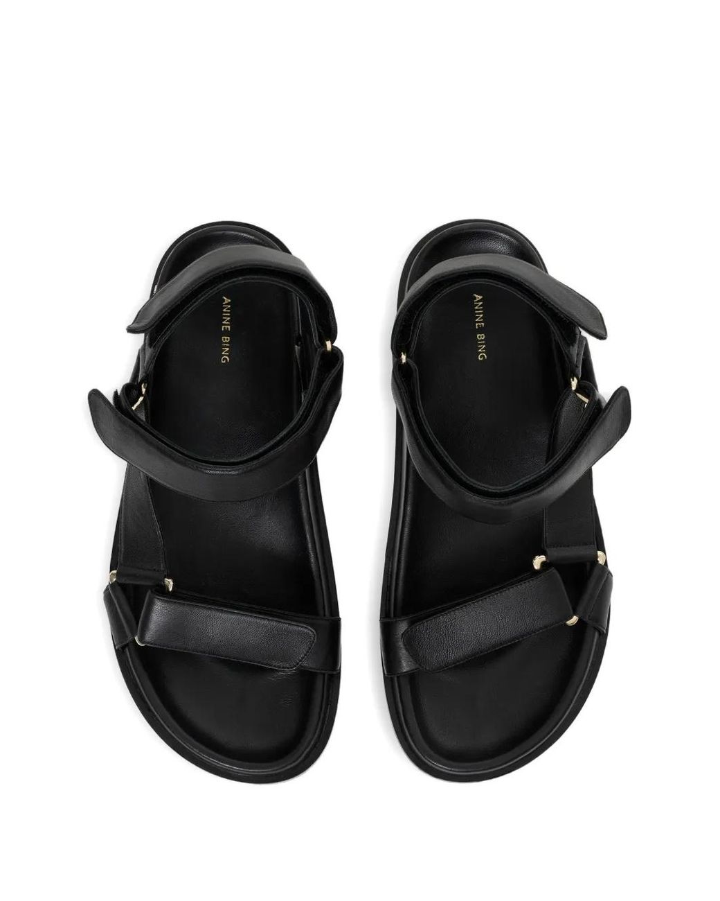 Anine Bing Black Touch-Strap Sandals