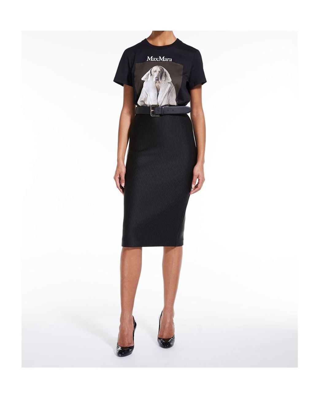 Max Mara Black Graphic Printed Crewneck T-Shirt