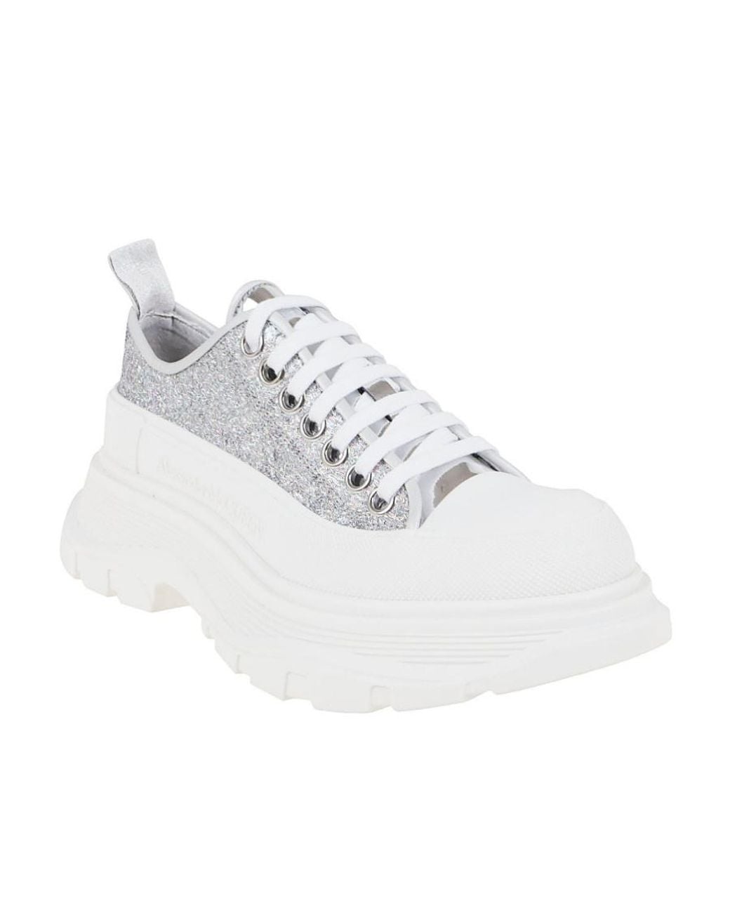 McQueen White Glitter Low-Top Sneakers