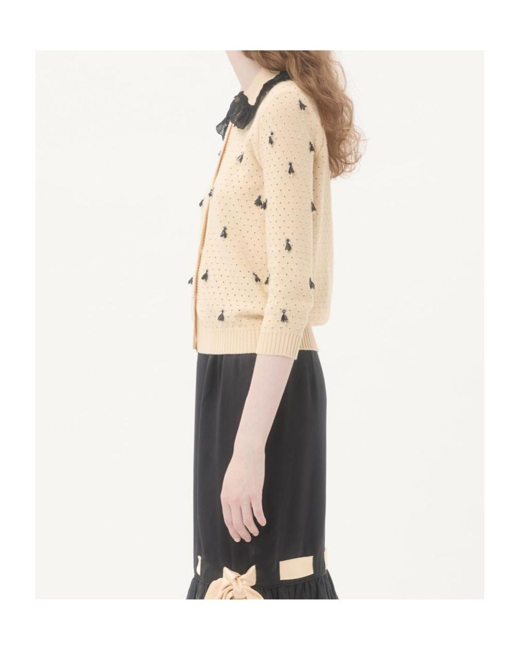 Valentino Natural Embroidered Cotton Cardigan