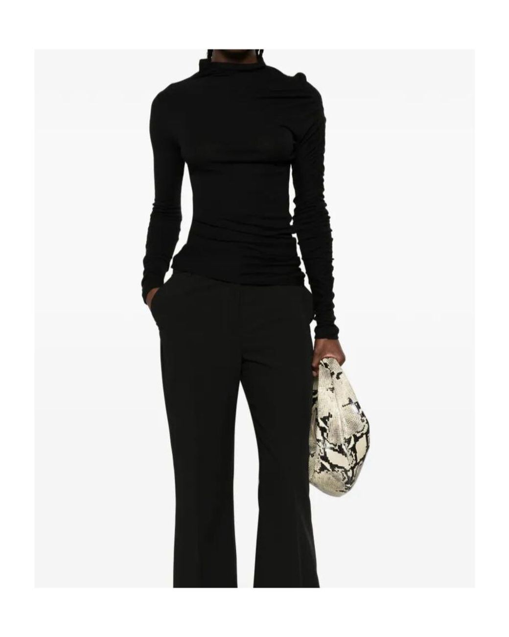 Pinko Black Ruched Asymmetric Top