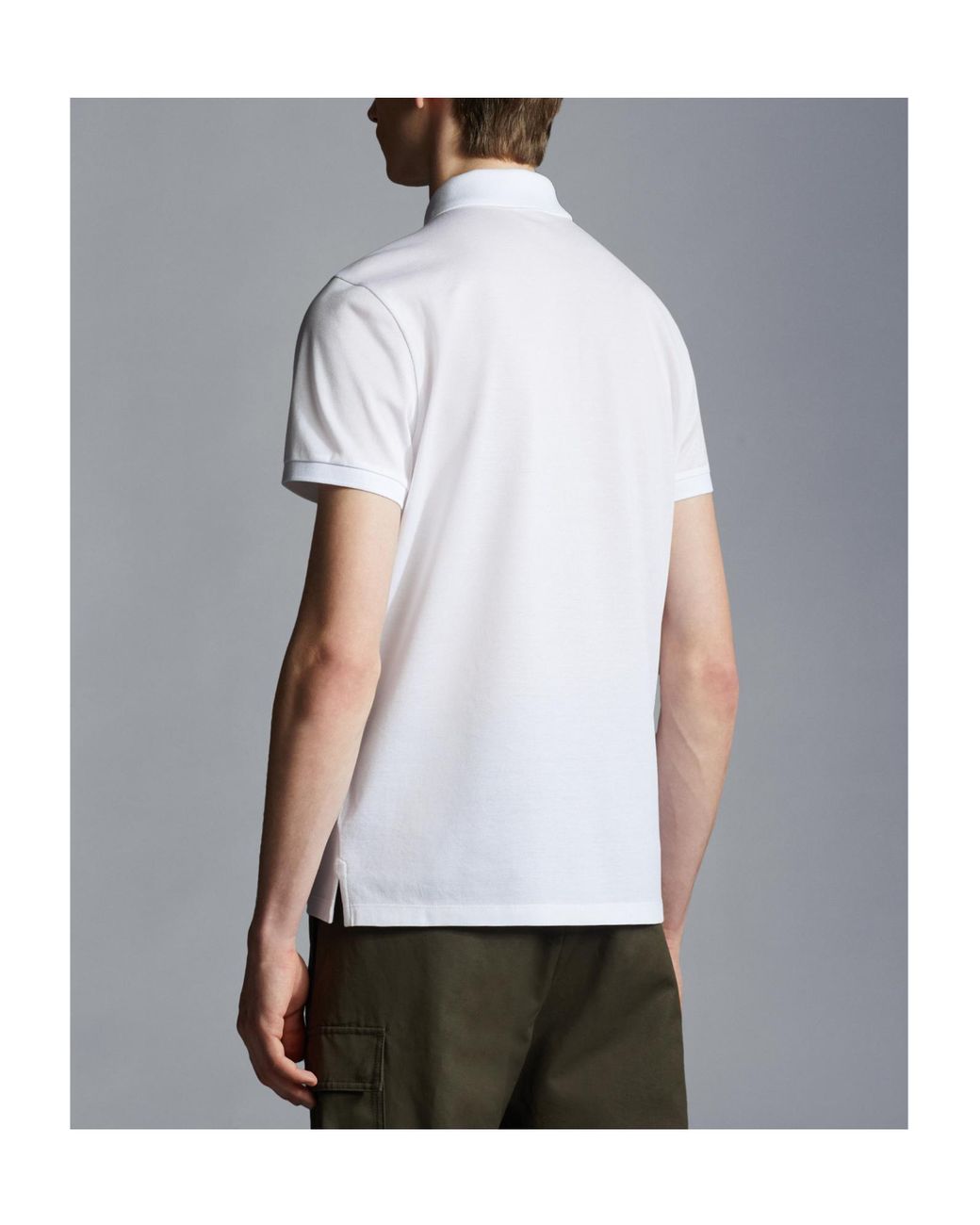Moncler White Logo-Embroidered Polo Shirt for men